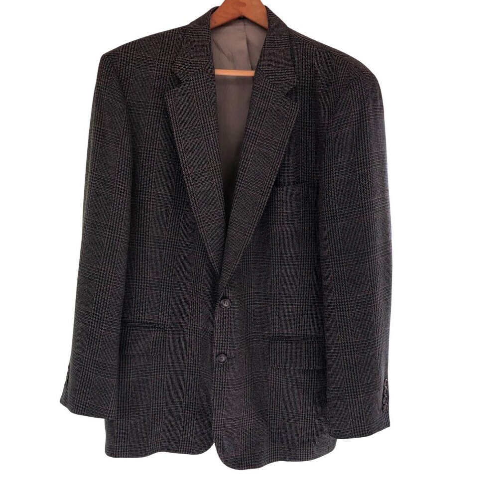 Mens Wool Blend 42R Plaid Blazer Tailors Row Deansgate Jacket Academia Career